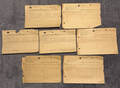 Lot 7 antike 1917 Philadelphia & Reading Railway Freight Bills Eisenbahn Ephemer