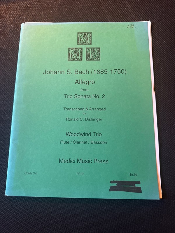 J.S. Bach Allegro Trio Sonata No. 2 Woodwind Trio Music Book Medici