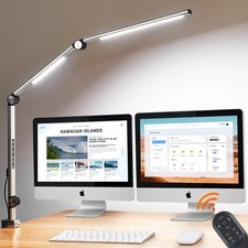 24W Bright LED Desk Lamp with Clamp, CRI 97 Eye Care Aluminum Architect Desk ...