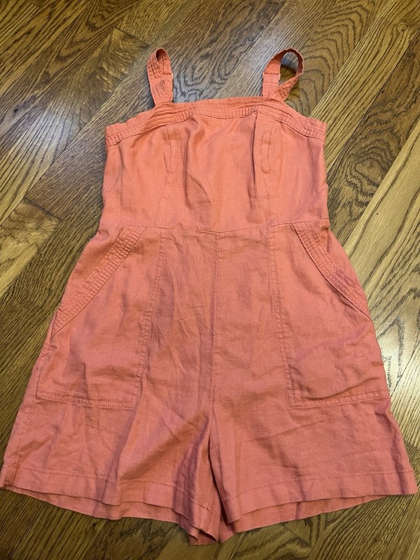OLD NAVY ROMPER Size Small, ADJUSTABLE STRAPS Burnt Orange COLOR LINEN BLEND