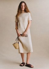 Sezane Cream Button Shoulder Emy Maxi Dress XL