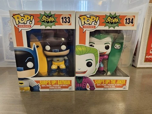 Funko Pop! Heroes Surf's Up set of 2 Batman #133 and The Joker #134