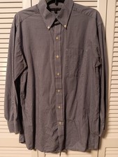 Tommy Hilfiger Men's Blue micro check Button-Down Shirt L 16 32/33 