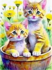 Tile Mural Two Cute Kittens Cats Kitchen Bathroom Wall Backsplash Marble Ceramic