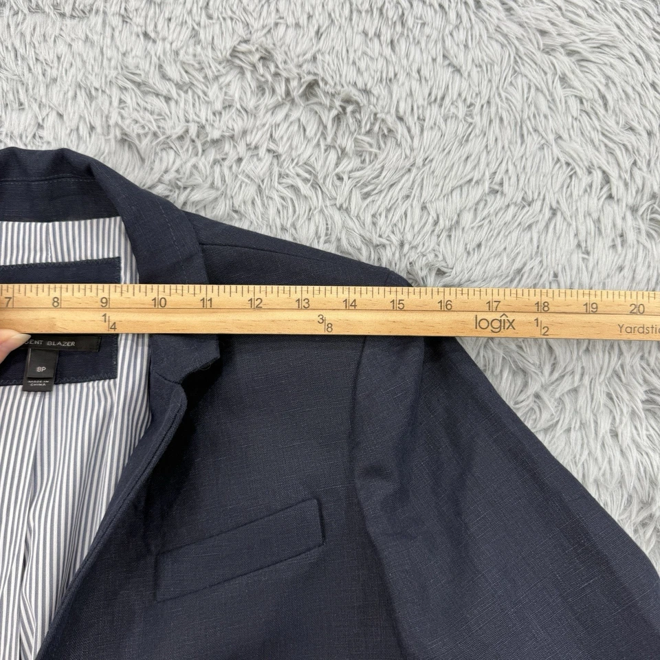 J Crew Linen Blazer Women's 8P Navy Regent Career Office Academia Preppy - Image 3 of 4