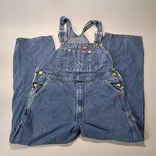 Dickies Mens Denim Bib Overalls Carpenter Workwear Cotton Blue Actual Sz 36x30