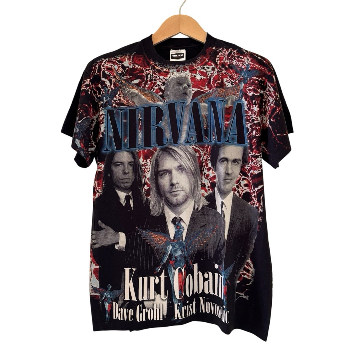 Nirvana Kurt Cobain AOP Single Stitch T-Shirt All Over Print VTG