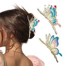 Large Non-Slip Metal Sparkly Butterfly Hair Jaw Clips for Women - A-Butterfly