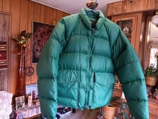 Black Sheep Brand green feather down vintage hunting coat size L