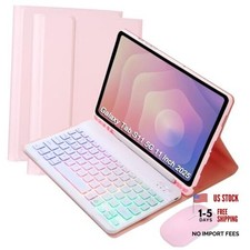 Keyboard Case for Samsung Galaxy Tab S11 11-Inch 2025, 7-Color RGB Backlit Pink