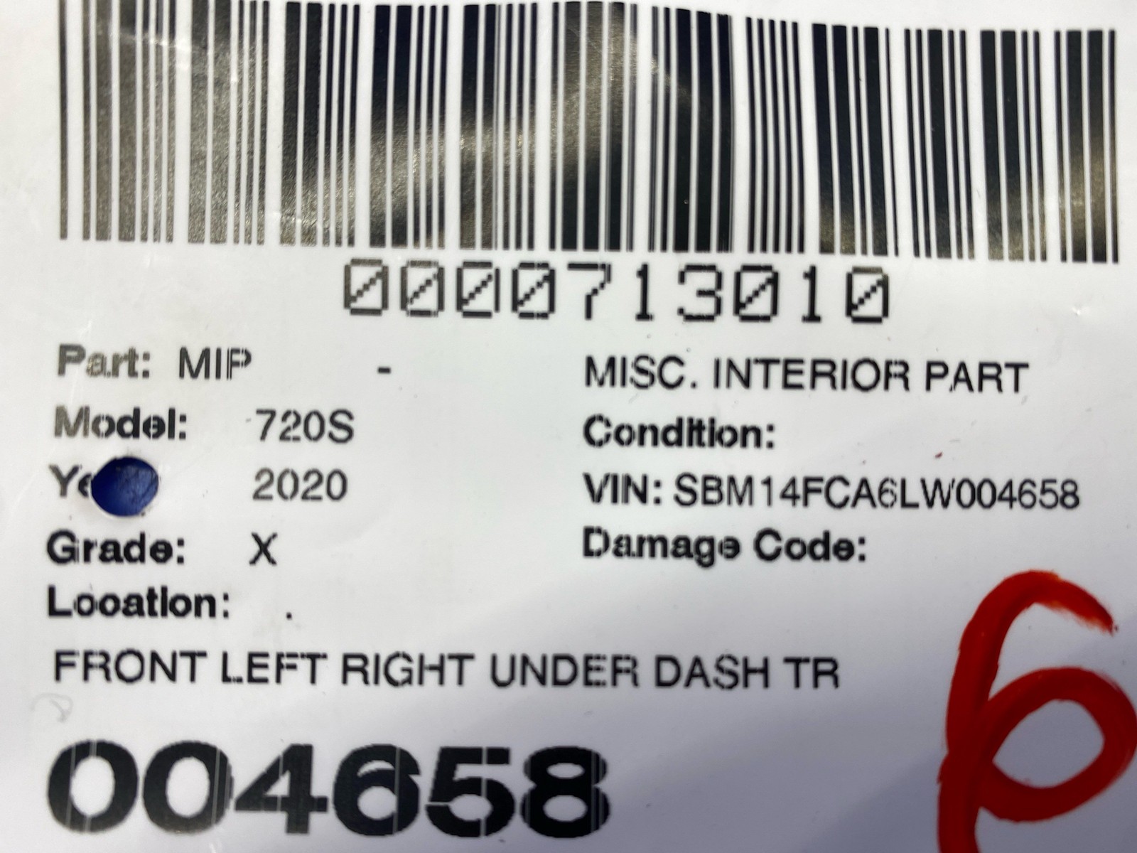 2018-2023 MCLAREN 720S FRONT LEFT RIGHT UNDER DASH TRIM COVER PANEL SET BLACK