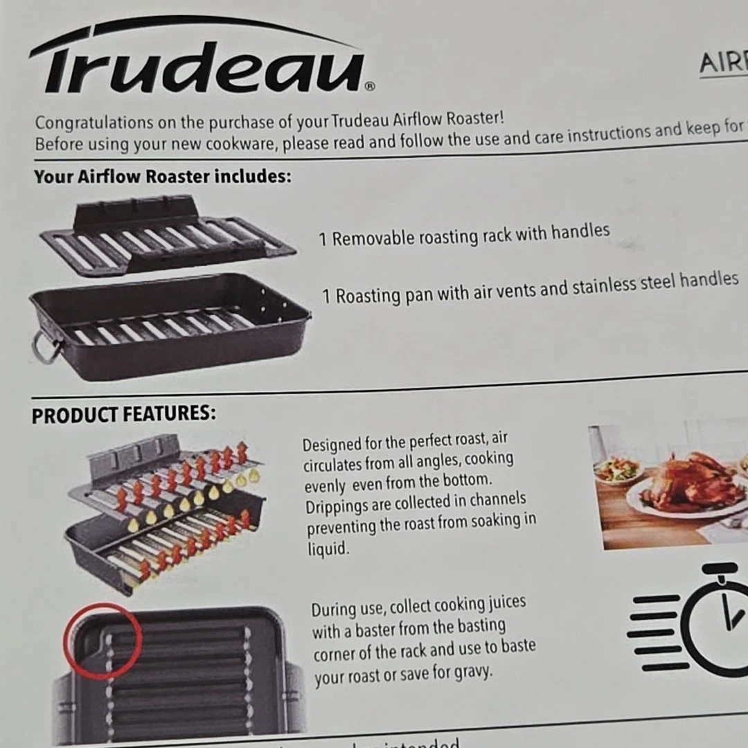 Airflow Roaster Pan 16" × 13" NEW Sealed Non-Stick Trudeau Brand
Opens in a new window or tab