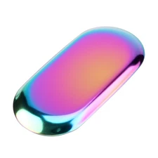 Stainless Storage Tray Cosmetics Jewelry Cake Plate For Office Desk (Rainbow S)