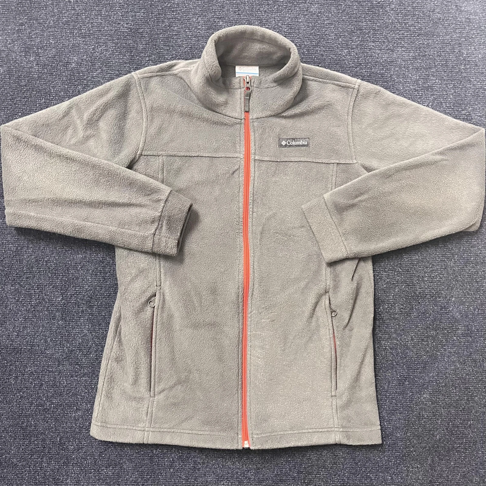 Columbia Mens Large Gray Fleece Full Zip Stand Collar Outdoor Hiking Jacket