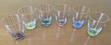 6 farbige Likörgläser Schnapsgläser Goldrand Goldlinien 1950 - Nachlass DDR
