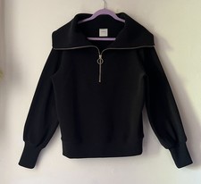 Varley Vine Half-Zip Black Pullover Sweatshirt Sz XS Oversized