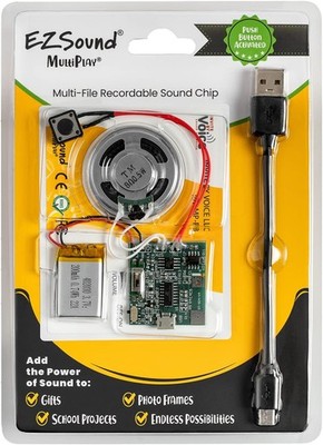 EZSound Multiplay Push Button Recordable Sound Chip | Plays Multiple Recordings
