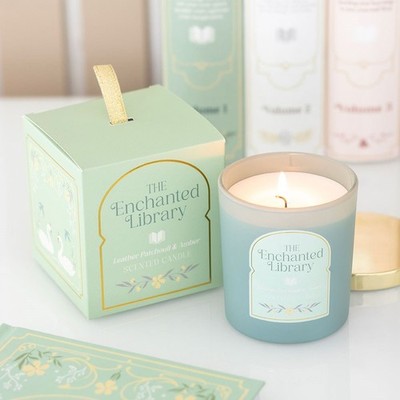 The Enchanted Library Patchouli & Leder Glas Duft Geschenk Box Kerze