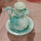 Vintage Avon Skin-So-Soft Bath Oil Decorative Bottle Floral Roses Teal Swirls — photo 3