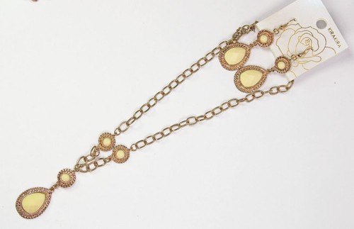 Pfirsich Creme Violett Anhänger Halskette & Ohrring Set Modeschmuck jxh1 - Bild 5 von 11
