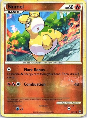 Numel 35/95 Uncommon HGSS Unleashed Pokemon Damaged