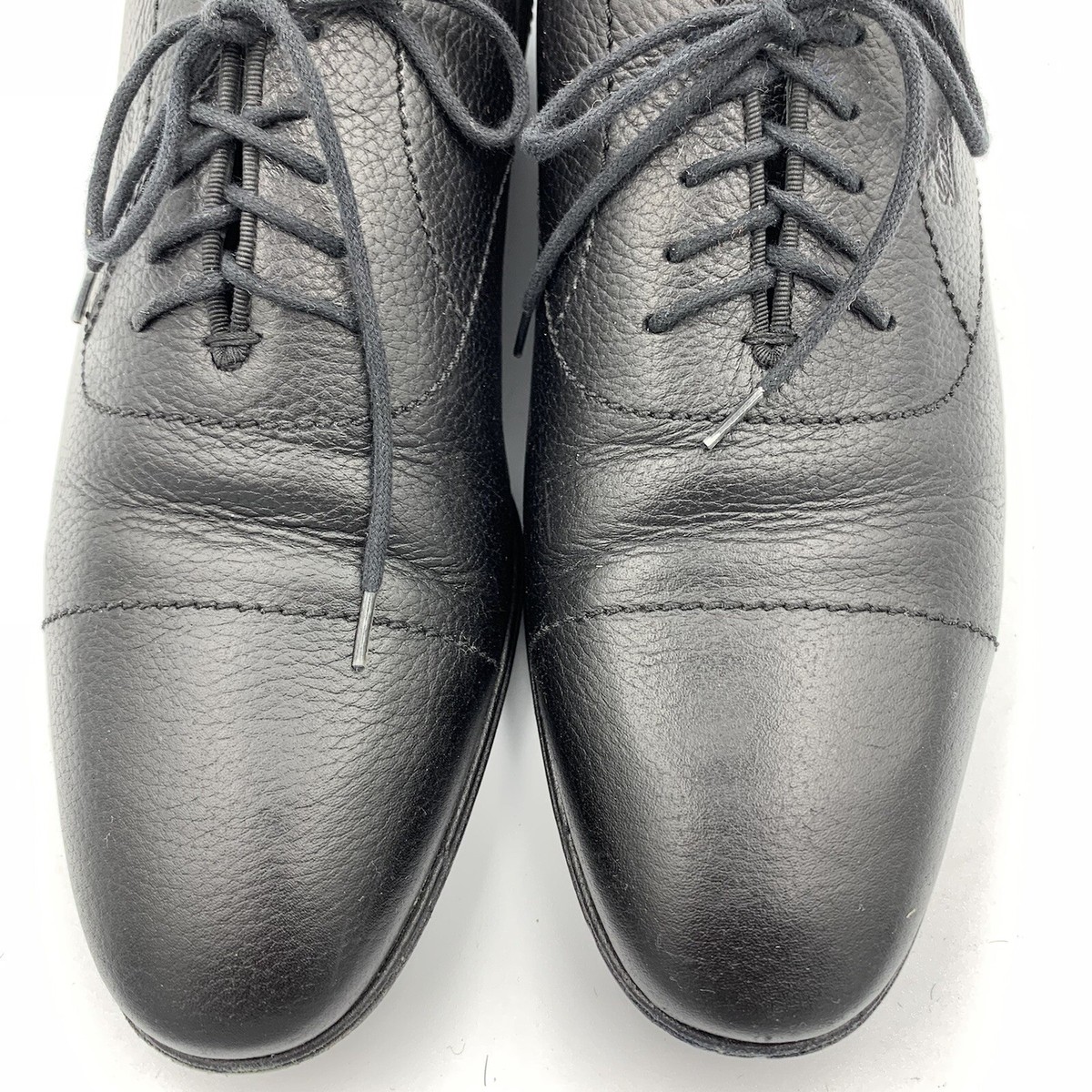Gucci Pebbled Leather Black Oxfords Gucci 6 (US6.5) Gucci Classic Web Lace Up Shiny Leather Shoes Black US7 main image 4