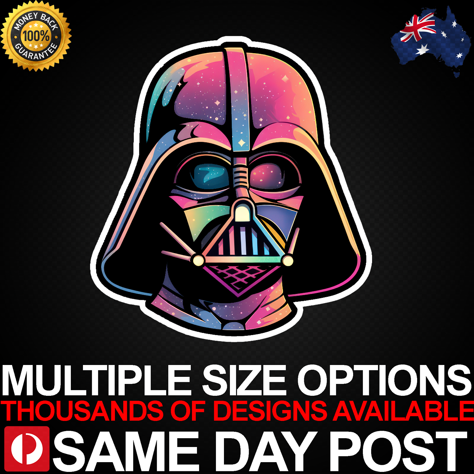 Colorful LGBT Vader Rainbow Helmet Vinyl Sticker for Cars and Laptops