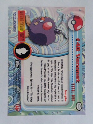 #48 VENONAT ポケモン9.5 GEM MINT Toppsシリーズ希少 Pokemon Card - Venonat #48 - Black Logo - Topps Series 1 - Holo | eBay