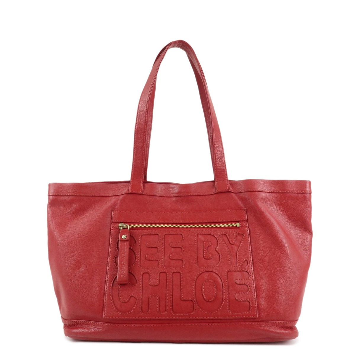 ハンドバッグ Chloe Handbags Women Leather Red/Dark Red Authentic Chloe See By Chloe Leather Tote Bag Shoulder Bag