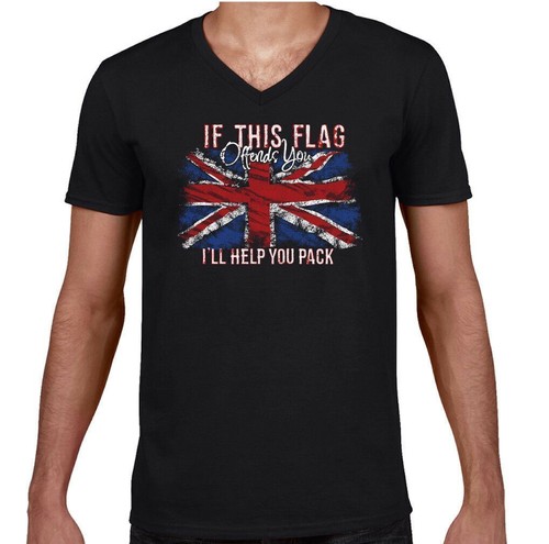 UNION JACK T-SHIRT Męski If This Flag Offends You Immigration Rugby Piłka nożna Top - Zdjęcie 8 z 17