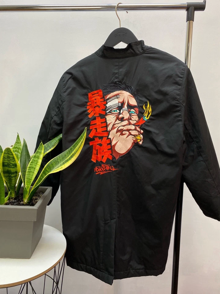 Chaqueta Kimono Bordada Estilo Japón Yoko Talla S Negra Nylon Para Hombre Foto 2 de 4