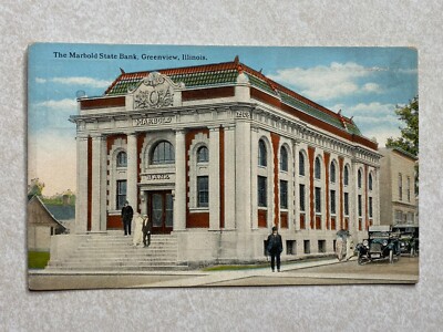 G2094 Postcard Marbold State Bank Greenview IL Illinois