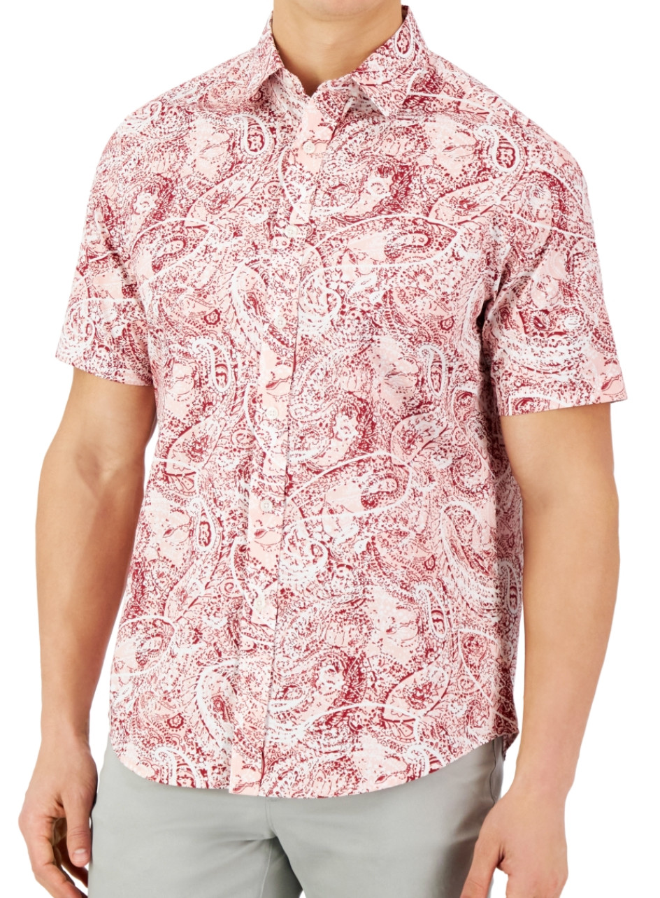 НОВАЯ мужская рубашка Robert Paisley из изысканной ткани W TAGS Club Room розового цвета, Sz S