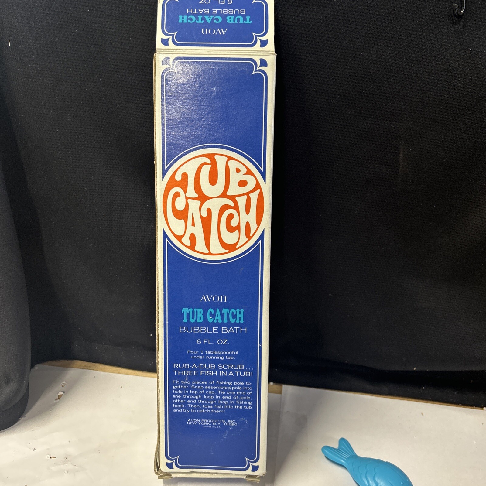 AVON Tub Catch Bath Toy  Three Fish Hook Line & Pole 1968 NO BATH BUBBLES
