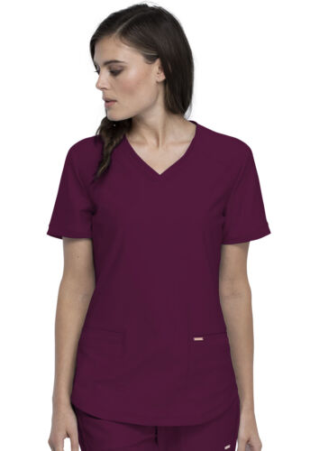 Cherokee Scrubs Form V Neck Scrub Top CK840 WIN Wine Free Shipping - Picture 1 of 4