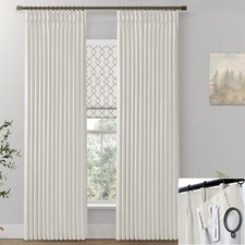 SHINELAND 105 Inch Curtains Long,Blackout Pinch Pleated Adjustable Hooks Desi...