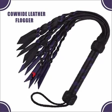 BDSM Genuine Cowhide Thick Leather  Flogger  12 Tails Heavy & Thuddy impact Whip