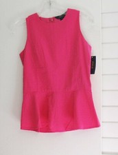 Polo Ralph Lauren Girls Eyelet Cotton Peplum Hem Tank Top Active Pink Sz 16-NWT