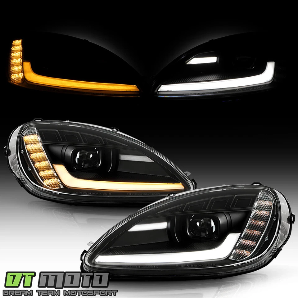 2005-2013 Chevy Corvette C6 Black LED Sequential SwitchBack Projector Headlights - Imagem 2 de 4