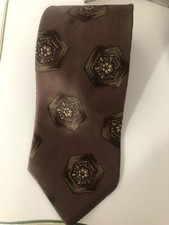 Christian Dior Monsieur Brown Hexagon Silk Tie Made In USA