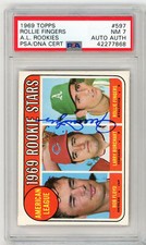 1969 Topps Baseball A.L. Rookies ROLLIE AUTO PSA 7 #597 RF COLLECTION AU