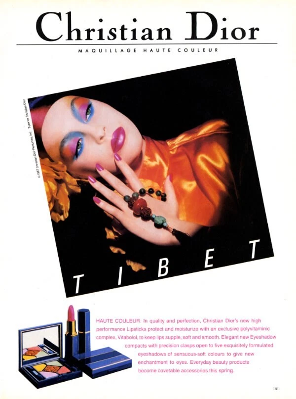1987 Dior Tyen Tibet maquillage haute couleur vintage 1 page MAGAZINE AD