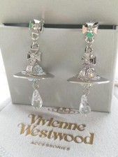 Vivienne Westwood Earrings Pierced Crystal Silver NO BOX EJ366