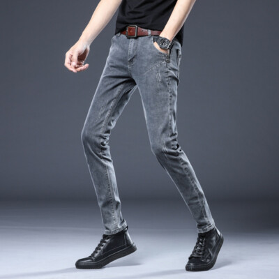 Tall Jeans Grey Stretch Skinny Jeans Men Dark Grey Denim Pants