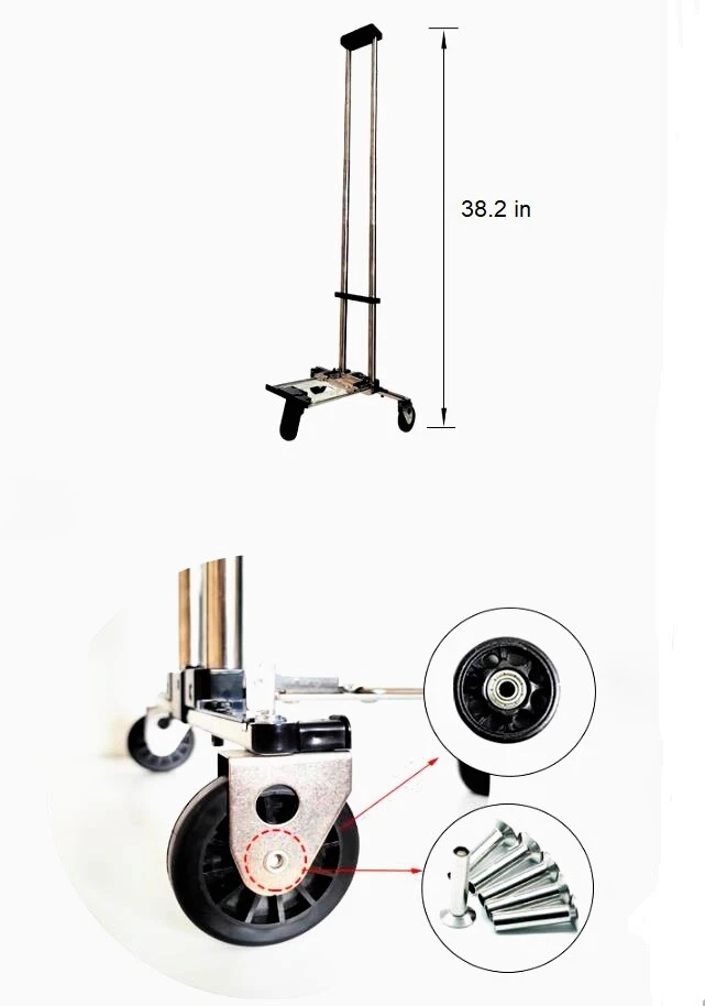 Folding Stainless Steel Hand Trucks Portable Lightweight Luggage Shopping Cart - Image 3 of 4