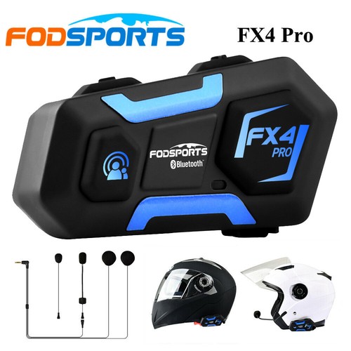 Auriculares de moto intercomunicador FX4 PRO 1000m full dúplex 4 jinetes FM - Imagen 10 de 12