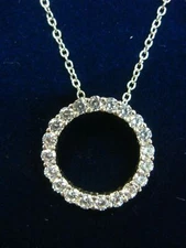 STERLING SILVER NECKLACE SLIDE CIRCLE PENDANT - CUTE!
