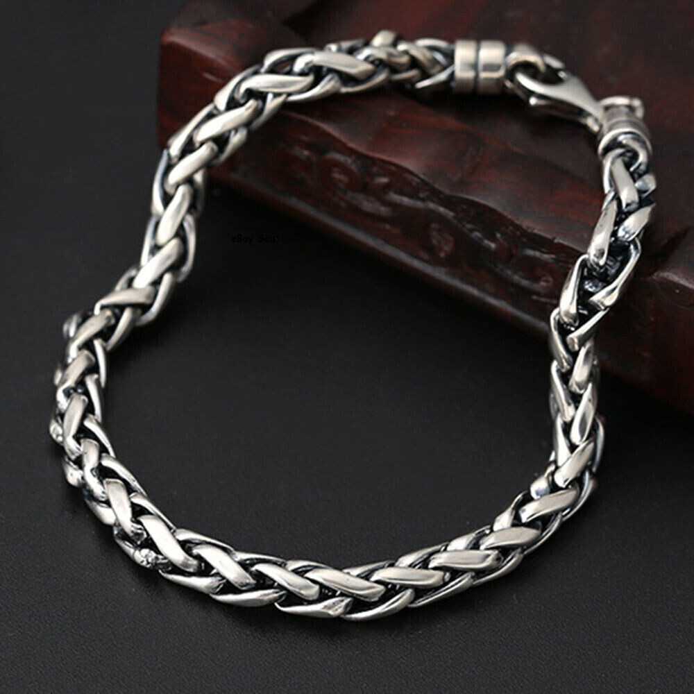 Pure S925 Sterling Silver Chain Unique 5mm Wheat Link Pure S925 Sterling Silver Chain Unique 5mm Wheat Link