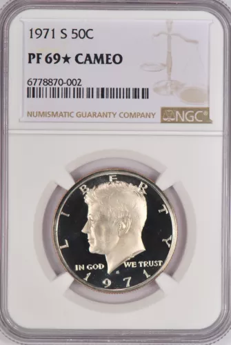 1971 S Kennedy Half Dollar Proof NGC PF 69 STAR CAMEO PR69*CAM Frosty Coin 50C