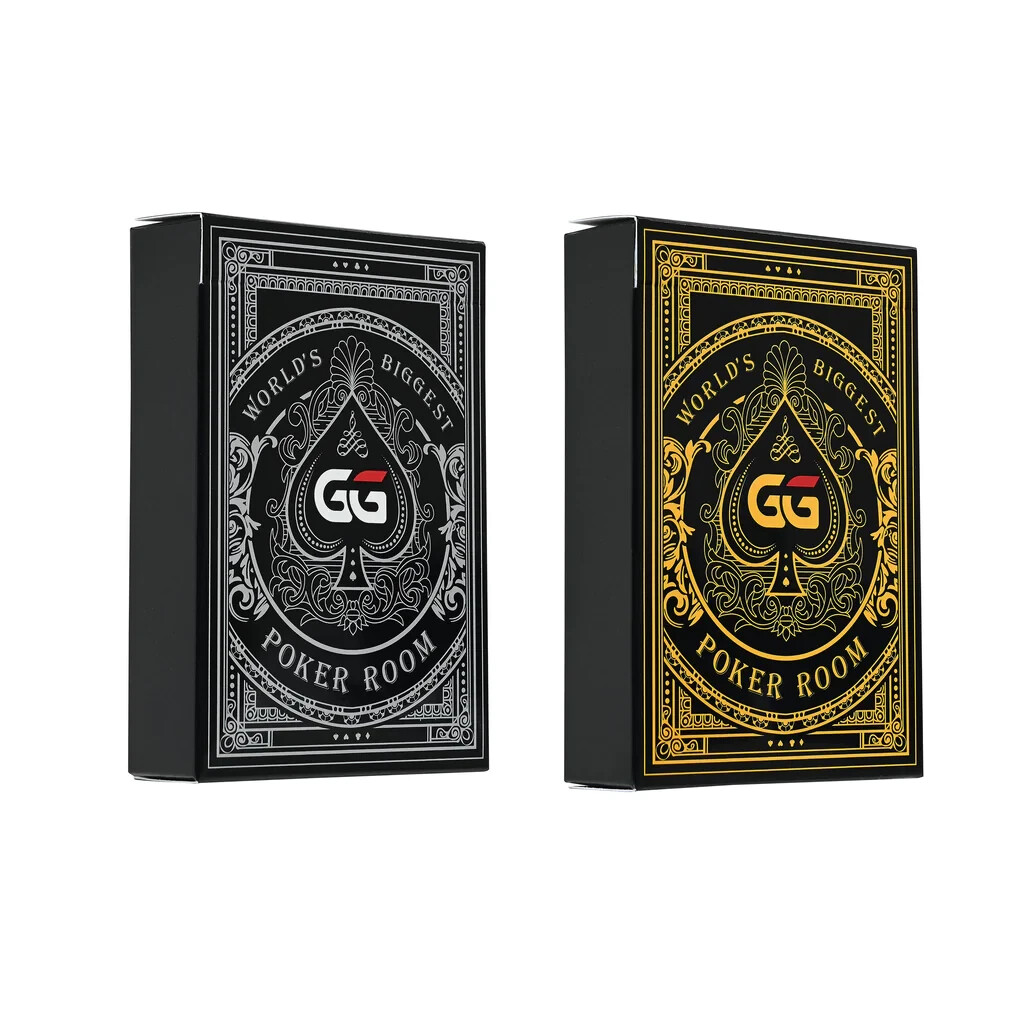 GG Poker Plastic Playing Cards Bridge Size 1x Black 1x Gold Poker